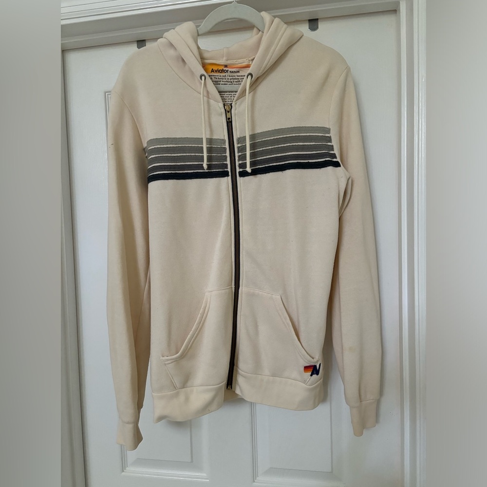 Aviator Nation 5 stripe hoodie - zip up - size M